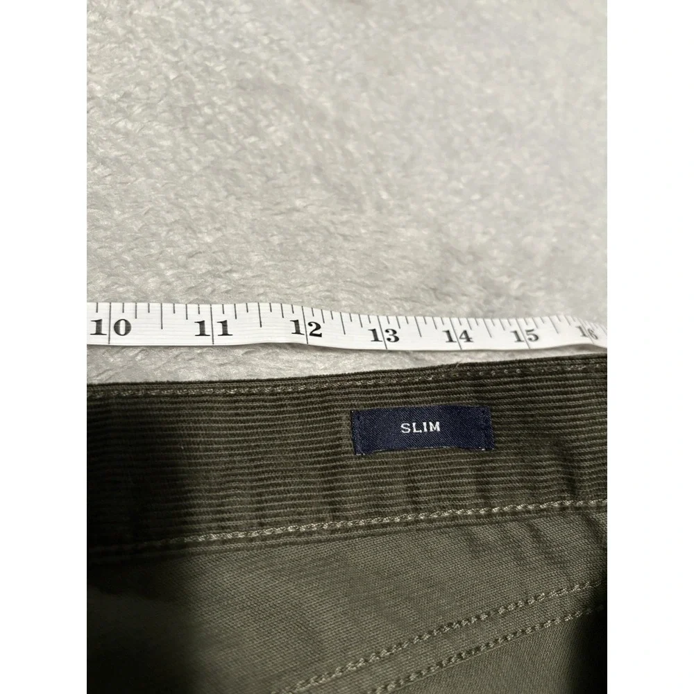 J Crew Flex Men's Corduroy Slim Olive Green Pants Size 32x30 Stretch